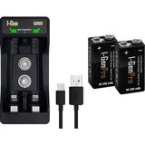 Zemira I-Gen Batteries D925 2’li AA/AAA/9V Pil Aleti + 2 Adet 9V Pro 250 Mah Ni-Mh Şarjlı 9V Pil Seti - Bej - 1 Adet