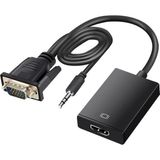 Zemira Kenly VGA To Adaptör (Vga → Hdmi) Görüntü Ses Aktarıcı Dönüştürücü – USB Güç Destekli - 0 - Siyah