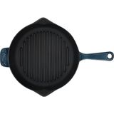Zemira Lava - Döküm Izgara Tavası, Yuvarlak, 28 Cm, Yekpare Saplı, Emaye, Majolik Gri - 00 Beyaz