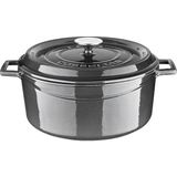 Zemira Lava Metal - Döküm Yuvarlak Tencere, 28 Cm, Majolik Gri - 00 Beyaz