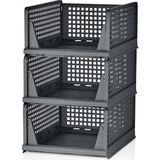 Zemira Mithra Life 3 Lü Kayar Raf Organizer Gri Dolap Içi Kıyafet Aksesuar Düzenleyici 45X35 cm MIT1263 - 00-Siyah - Beyaz