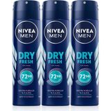 Zemira Nivea Men Erkek Sprey Deodorant Dry Fresh 72 Saat Anti-Perspirant Koruma,ekstra KURULUK,150ML X3 Ad - 0- Koyu Mavi