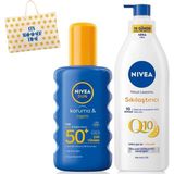 Zemira Nivea Sun Güneş Vücut Spreyi 200ML SPF50 Q10 Sıkılaştırıcı Vücut Losyonu 200ML, Çanta H