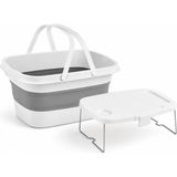 Zemira Orret Katlanabilir Piknik Sepeti Mini Masa Seti 21 Litre Kapasiteli Ergonomik Taşıma Kulplu - 00-Siyah - Beyaz