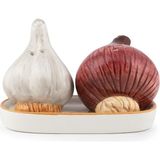 Zemira Porsima MIO-036 Soğan Sarımsak Motifli 2li Standlı Tuzluk Biberlik Seti - 001 - Beyaz - 0,5 ml