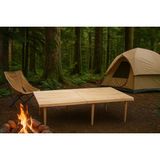 Zemira Pratikoutdoor Katlanır Kamp, Piknik Bahçe Masası 70X120 cm - Ham Naturel Renk - Dikdörtgen