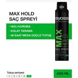Zemira Syoss Max Hold Saç Spreyi, 400 Ml, Maksimum Tutuş, Hızlı Kuruma - 0 - Siyah