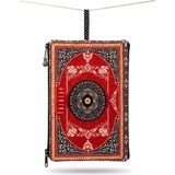 Zemira Türkiye Yazılı Otantik Türk Halı Motifli Fermuarlı El Çantası - Kırmızı Kilim Desenli Kadın Makyaj