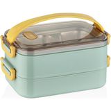 Zemira Vagonlife Bento Lunch Box Ofis-Okul Için Yeni Nesil Sefer Tası 2 Kat Taşıma Kulplu Çelik FF367 Yeşi - 0 - 19 lt - 0 Siyah