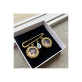 Zemora Jewelry 2 Fotoğraflı Anı Çengeli - Hatıra İğnesi, Gelin Buketi & Damatlık Yaka İğnesi