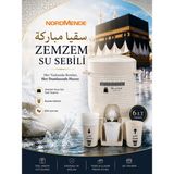 Zemzem Su Sebili 6 Lt | Kabe Temalı Zemzemlik | Bardaklıklı Hac Umre Hediyelik Sebil Midastech - Çok Renkli