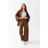 Zen Elegance Kadın Kimono Takım - Geniş Paça Keten Dokulu Alt Üst Yazlık Kadın Takım