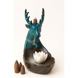 Zen Geyik Şekilli Seramik Geri Akış Tütsülük | 18X10X18 cm Isıya Dayanıklı Buhurdanlık - 1 Adet