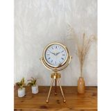 Zen Gold Metal Mini Tripod Çini Desenli Roma Rakamı Masa Saati 45×26 cm