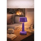 Zen Light Şarjlı Dokunmatik Metal Masa Lambası Kablosuz 3 Renk Işıklı LED Gece Lambası Modern Abajur mor