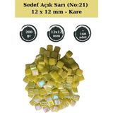 Zen Mozaik Sanatsal Mozaik Çalışmalarınız Için 12X 12 mm Kare - Sedefli Cam Mozaik Taşı (200 Gr) - Sedef Açık Sarı - 21