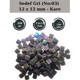 Zen Mozaik Sanatsal Mozaik Çalışmalarınız Için 12X 12 mm Kare - Sedefli Cam Mozaik Taşı (200 Gr) - Sedef Gri - 03