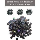 Zen Mozaik Sanatsal Mozaik Çalışmalarınız Için 12X 12 mm Kare - Sedefli Cam Mozaik Taşı (200 Gr) - Sedef Koyu Gri -02