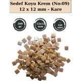 Zen Mozaik Sanatsal Mozaik Çalışmalarınız Için 12X 12 mm Kare - Sedefli Cam Mozaik Taşı (200 Gr) - Sedef Koyu Krem - 09