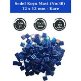Zen Mozaik Sanatsal Mozaik Çalışmalarınız Için 12X 12 mm Kare - Sedefli Cam Mozaik Taşı (200 Gr) - Sedef Koyu Mavi - 30