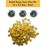 Zen Mozaik Sanatsal Mozaik Çalışmalarınız Için 12X 12 mm Kare - Sedefli Cam Mozaik Taşı (200 Gr) - Sedef Koyu Sarı - 19