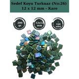 Zen Mozaik Sanatsal Mozaik Çalışmalarınız Için 12X 12 mm Kare - Sedefli Cam Mozaik Taşı (200 Gr) - Sedef Koyu Turkuaz - 26