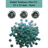 Zen Mozaik Sanatsal Mozaik Çalışmalarınız Için 12X 12 mm Kare - Sedefli Cam Mozaik Taşı (200 Gr) - Sedef Turkuaz - 27