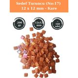 Zen Mozaik Sanatsal Mozaik Çalışmalarınız Için 12X 12 mm Kare - Sedefli Cam Mozaik Taşı (200 Gr) - Sedef Turuncu - 17