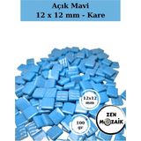 Zen Mozaik Sanatsal Mozaik Çalışmalarınız Için 12X12 mm - Kare Cam Mozaik Taşı (100 Gr) - Renk - Açık Mavi