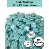 Zen Mozaik Sanatsal Mozaik Çalışmalarınız Için 12X12 mm - Kare Cam Mozaik Taşı (100 Gr) - Renk - Açık Turkuaz