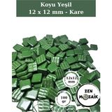 Zen Mozaik Sanatsal Mozaik Çalışmalarınız Için 12X12 mm - Kare Cam Mozaik Taşı (100 Gr) - Renk - Koyu Yeşil