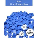 Zen Mozaik Sanatsal Mozaik Çalışmalarınız Için 12X12 mm - Kare Cam Mozaik Taşı (100 Gr) - Renk - Mavi