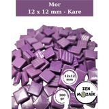 Zen Mozaik Sanatsal Mozaik Çalışmalarınız Için 12X12 mm - Kare Cam Mozaik Taşı (100 Gr) - Renk - Mor
