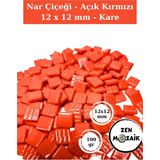Zen Mozaik Sanatsal Mozaik Çalışmalarınız Için 12X12 mm - Kare Cam Mozaik Taşı (100 Gr) - Renk - Nar Çiçeği