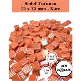 Zen Mozaik Sanatsal Mozaik Çalışmalarınız Için 12X12 mm - Kare Cam Mozaik Taşı (100 Gr) - Renk - Sedef Turuncu