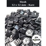 Zen Mozaik Sanatsal Mozaik Çalışmalarınız Için 12X12 mm - Kare Cam Mozaik Taşı (100 Gr) - Renk - Siyah