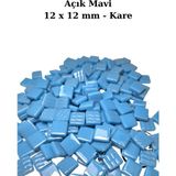 Zen Mozaik Sanatsal Mozaik Çalışmalarınız Için 12X12 mm - Kare Cam Mozaik Taşı (500 Gr) - Renk - Açık Mavi