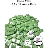 Zen Mozaik Sanatsal Mozaik Çalışmalarınız Için 12X12 mm - Kare Cam Mozaik Taşı (500 Gr) - Renk - Fıstık Yeşili
