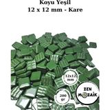 Zen Mozaik Sanatsal Mozaik Çalışmalarınız Için 12X12 mm - Kare Cam Mozaik Taşı (500 Gr) - Renk - Koyu Yeşil