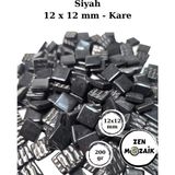 Zen Mozaik Sanatsal Mozaik Çalışmalarınız Için 12X12 mm - Kare Cam Mozaik Taşı (500 Gr) - Renk - Siyah