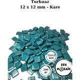Zen Mozaik Sanatsal Mozaik Çalışmalarınız Için 12X12 mm - Kare Cam Mozaik Taşı (500 Gr) - Renk - Turkuaz