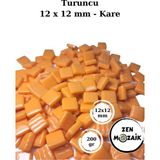 Zen Mozaik Sanatsal Mozaik Çalışmalarınız Için 12X12 mm - Kare Cam Mozaik Taşı (500 Gr) - Renk - Turuncu