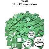 Zen Mozaik Sanatsal Mozaik Çalışmalarınız Için 12X12 mm - Kare Cam Mozaik Taşı (500 Gr) - Renk - Yeşil