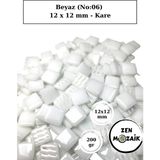 Zen Mozaik Sanatsal Mozaik Çalışmalarınız Için 12X12 mm - Kare Cam Mozaik Taşı - Renk - Beyaz