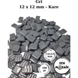 Zen Mozaik Sanatsal Mozaik Çalışmalarınız Için 12X12 mm - Kare Cam Mozaik Taşı - Renk - Gri