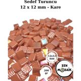 Zen Mozaik Sanatsal Mozaik Çalışmalarınız Için 12X12 mm - Kare Sedefli Cam Mozaik Taşı - Renk - Sedef Turuncu