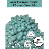 Zen Mozaik Sanatsal Mozaik Çalışmalarınız Için 12X12 mm - Sedefli Yuvarlak Cam Mozaik Taşı - Renk - Açık Turkuaz