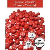 Zen Mozaik Sanatsal Mozaik Çalışmalarınız Için 12X12 mm - Sedefli Yuvarlak Cam Mozaik Taşı - Renk - Kırmızı