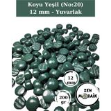 Zen Mozaik Sanatsal Mozaik Çalışmalarınız Için 12X12 mm - Sedefli Yuvarlak Cam Mozaik Taşı - Renk - Koyu Yeşil