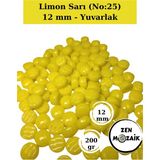 Zen Mozaik Sanatsal Mozaik Çalışmalarınız Için 12X12 mm - Sedefli Yuvarlak Cam Mozaik Taşı - Renk - Limon Sarı